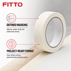 144 Pieces Self Adhesive Masking Tape, 36mm x 30yd, White Roll for Painting, Decorating and Surface Protection