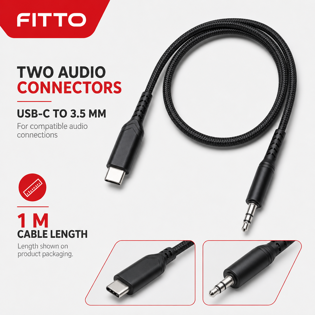 120 Pieces USB-C to 3.5 mm AUX Audio Cables, 1 m Braided Cord for Audio Connections