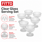 72 Pieces Glass Cup Set, Clear Ribbed Stemmed Cups, 6 Pieces