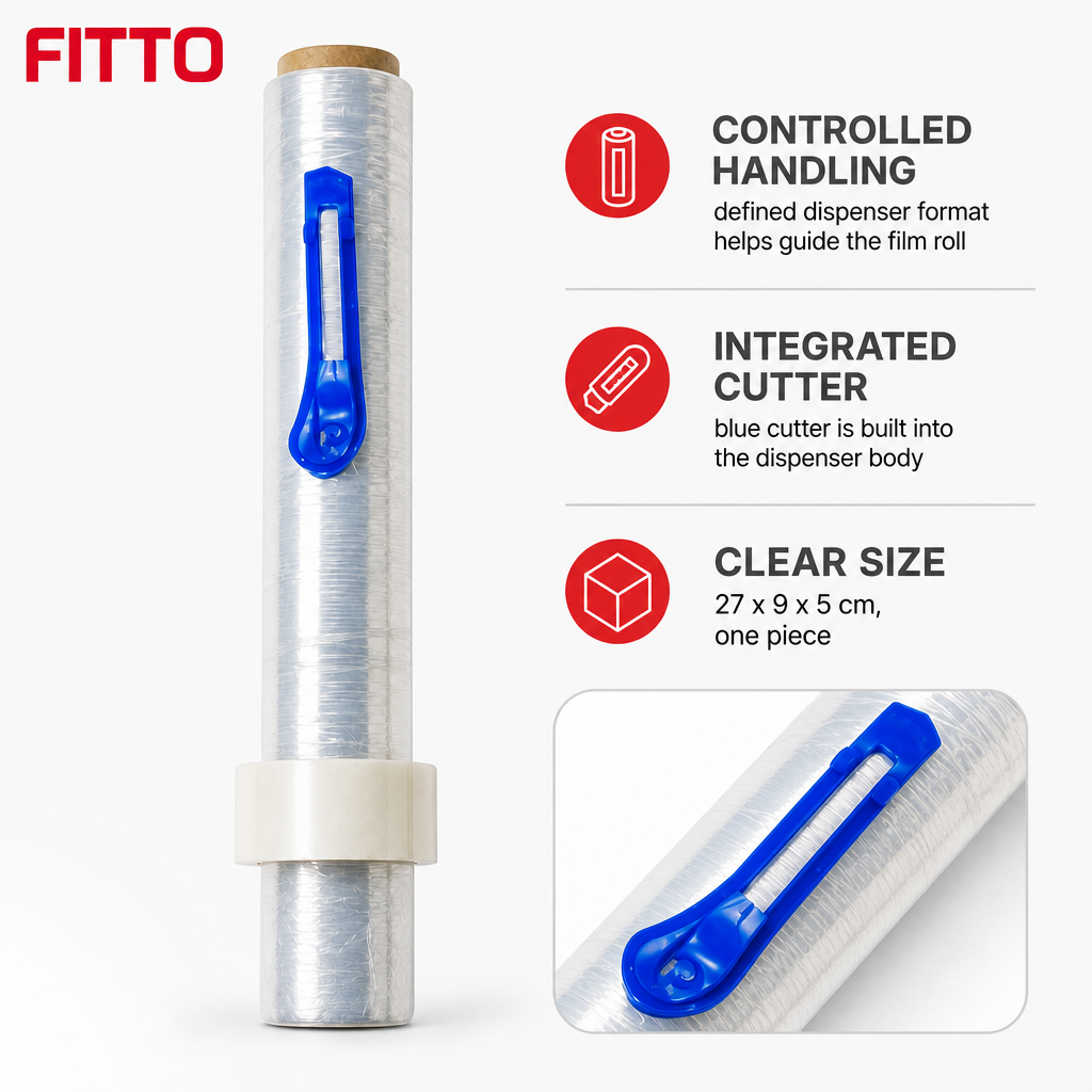 96 Pieces Stretch Film Dispensers with Integrated Cutter, Blue and Clear Wrap Holder, 27 x 9 x 5 cm