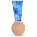 144 Pieces Sports Award Medal with Textured Edge, Blue Ribbon, Bronze, 10 x 8 cm