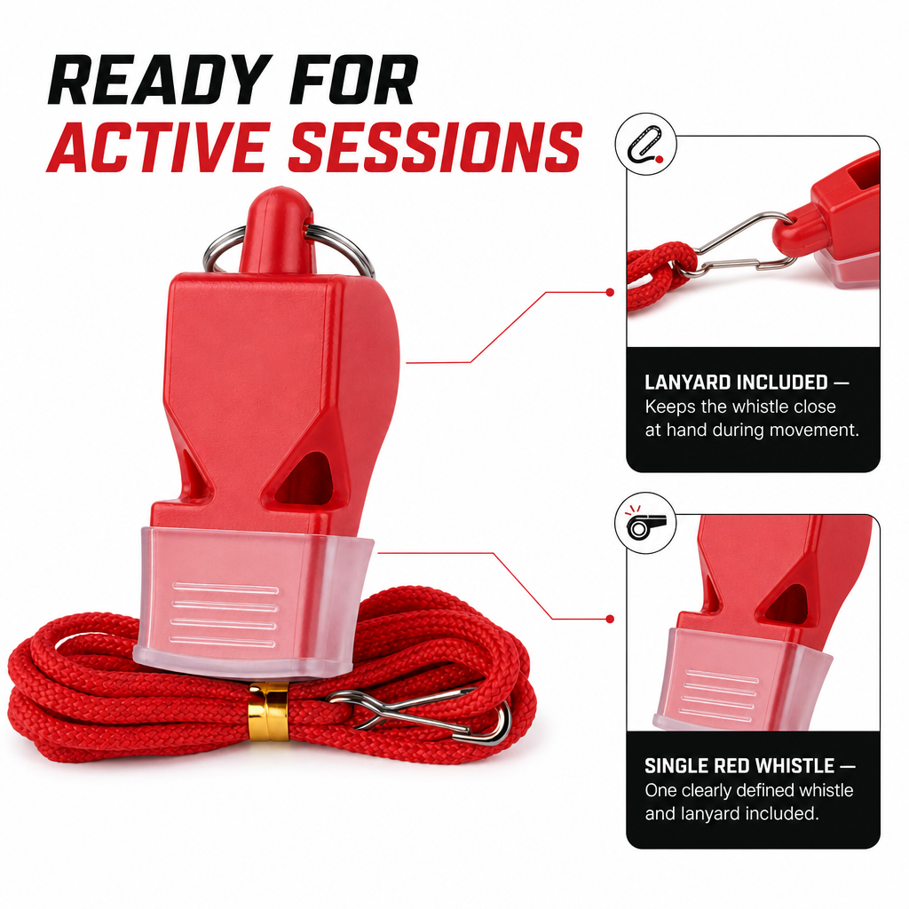 120 Pieces Sports Whistles with Lanyard, Red, Single Piece