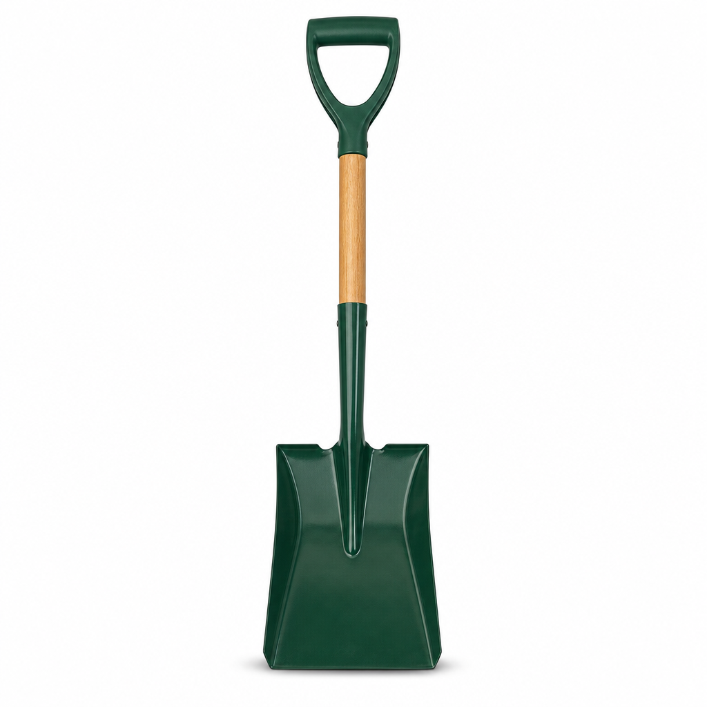 96 Pieces Garden Flat Spade Shovel, Square Blade, Green With Natural Wood Handle, 72 cm, 1 Piece