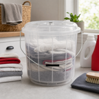 96 Pieces Transparent Plastic Bucket with Lid and Carry Handle, 25 Litre