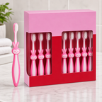 120 Pieces Rabbit Design Toothbrush Set, 12 Pieces, Pink