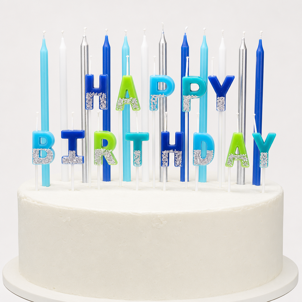 96 Pieces Birthday Cake Candle Set, Assorted Celebration Design, 14.5 cm