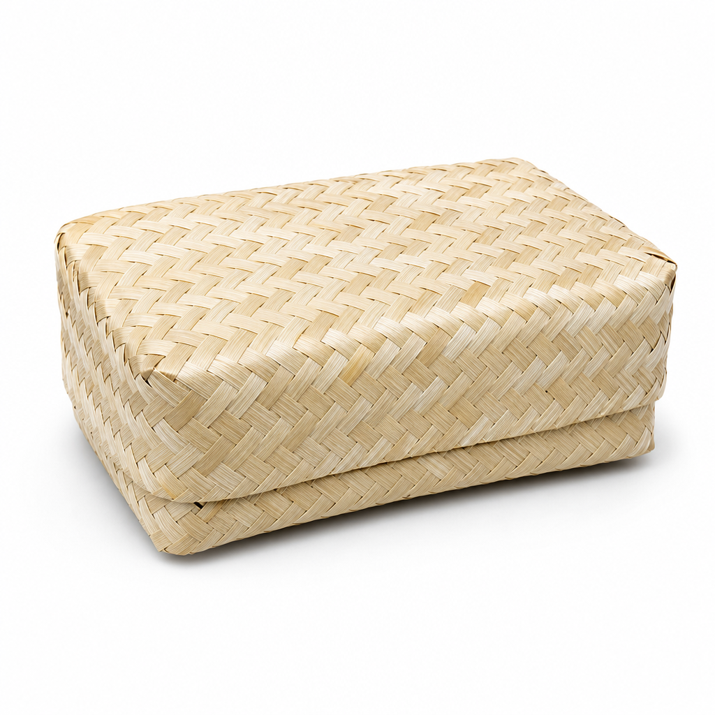 96 Pieces Handwoven Bamboo Rectangular Storage Box with Lid, Natural, 6 x 5 Inch