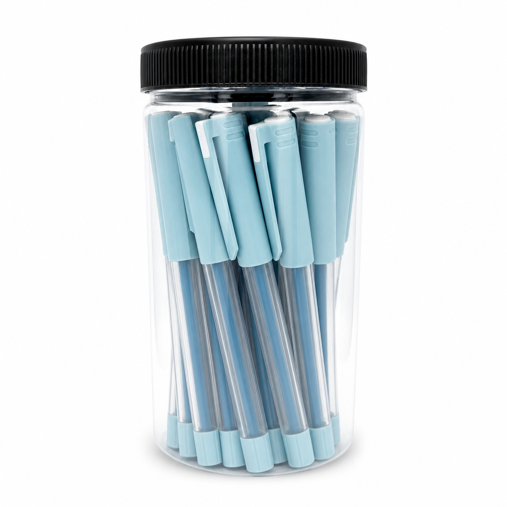 96 Pieces Ballpoint Pens, Light Blue Body, 20 Pack