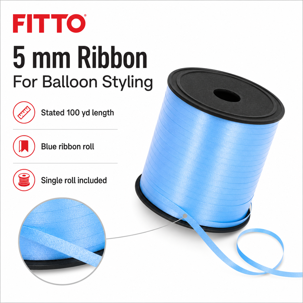 240 Pieces Blue Balloon Ribbon Roll, 5 mm x 100 yd, Party Decorations Ribbon