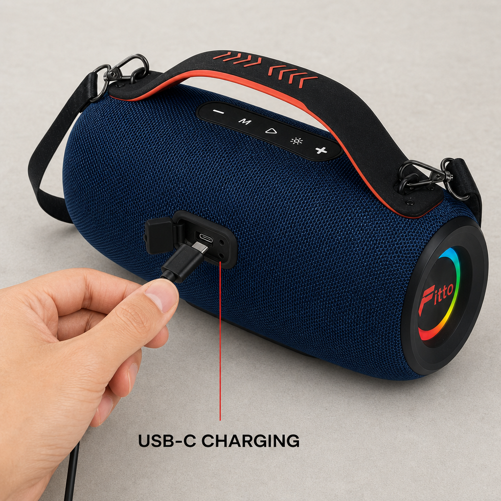 48 Pieces Wireless Speaker with Carry Strap, USB-C Charging and Cylindrical Portable Design