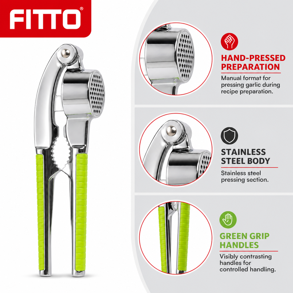96 Pieces Stainless Steel Garlic Press with Green Grip Handles, Manual Kitchen Tool