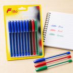 120 Pieces Ball Pens, Blue Red and Green Assorted Ink Colours, 10-Pack