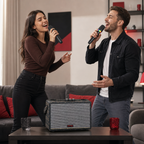 48 Pieces Portable Bluetooth Karaoke Speaker with Two Wireless Microphones, Black