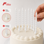 144 Pieces White Birthday Candles, 8 Taper Candles with 8 Holders for Cake Decoration