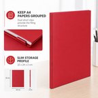 144 Pieces A4 Dual Short Clip File, Red, 1 Piece