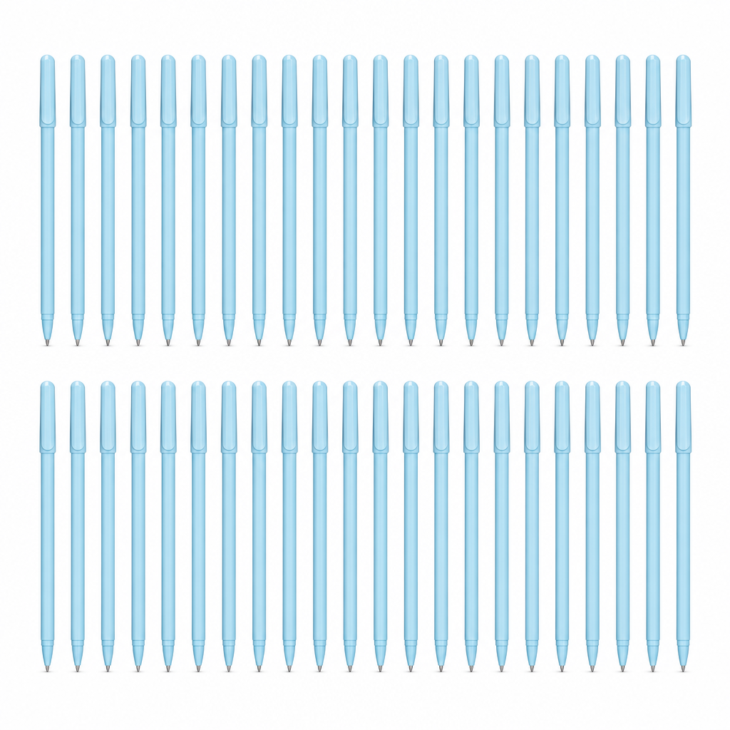 96 Pieces Ball Pens, Light Blue Body, 50 Pack For Office School And Note Taking