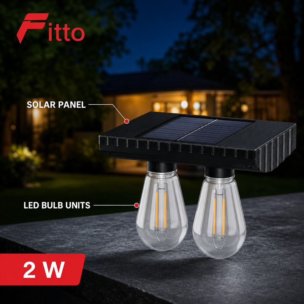96 Pieces Solar LED Bulb Kit with Solar Panel, 2 W, Black, 1 Set