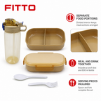 96 Pieces Assorted Colour Rectangular Plastic Lunch Box Set with 600 ml Bottle, Spoon and Fork