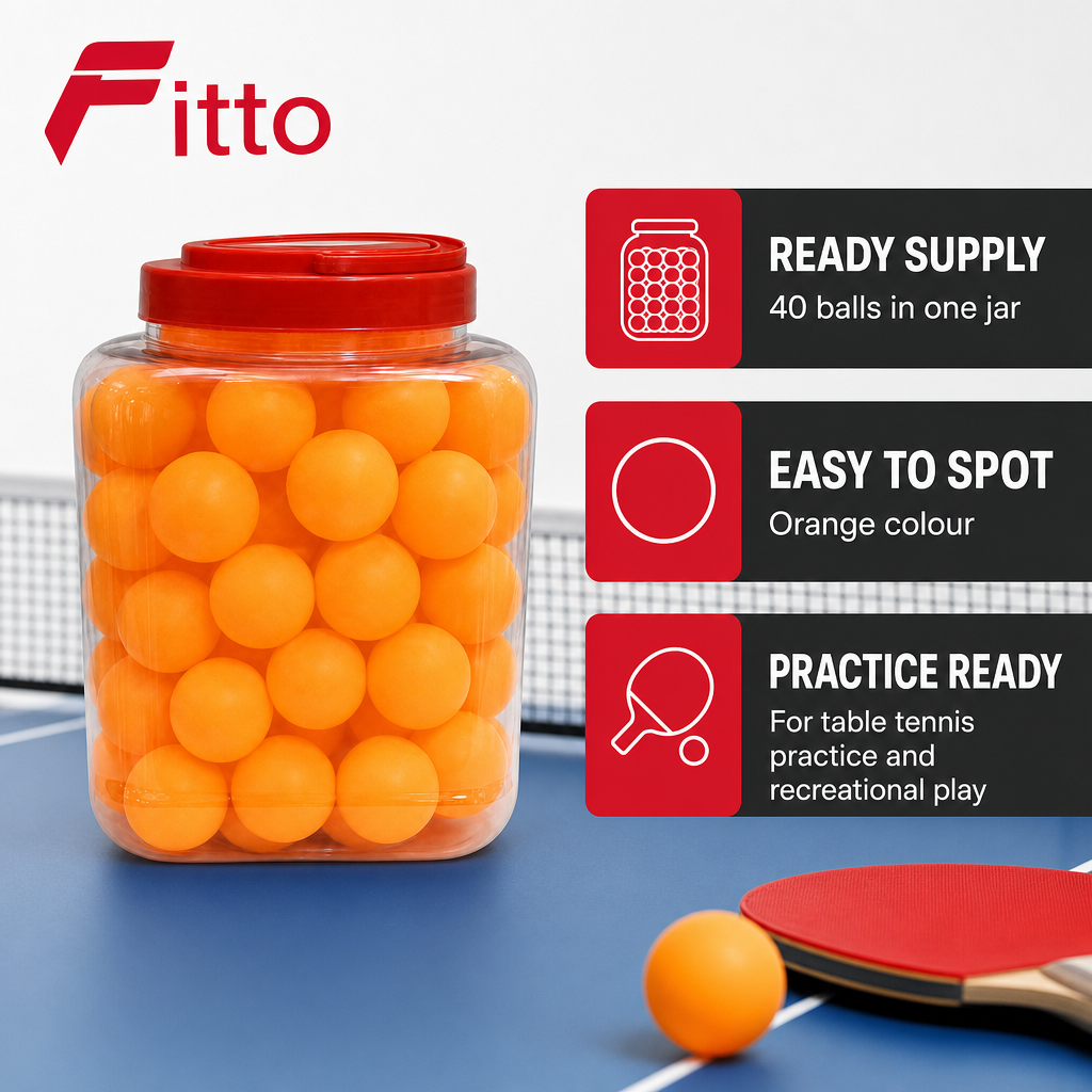 72 Pieces Table Tennis Balls, Orange, 40-Piece Jar for Practice and Recreational Play