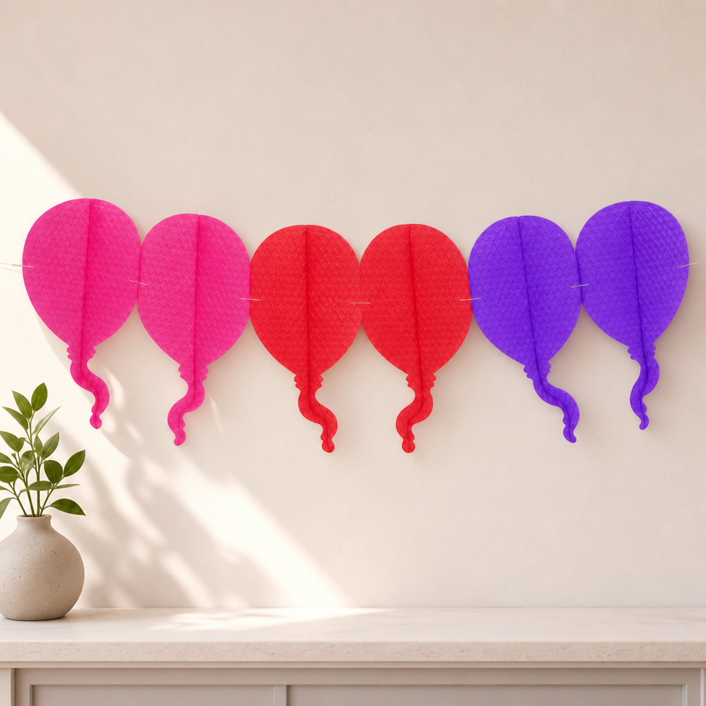 240 Pieces Paper Garland Decoration, Multicolour Balloon Design, 3 m, 1 Piece