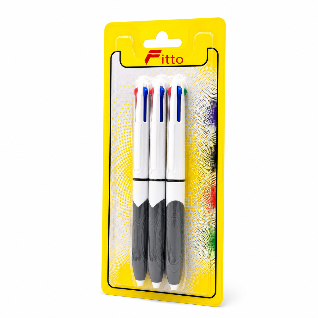 120 Pieces 4-in-1 Ball Pens with Cushioned Grip, 1.0 mm, 3-Pack