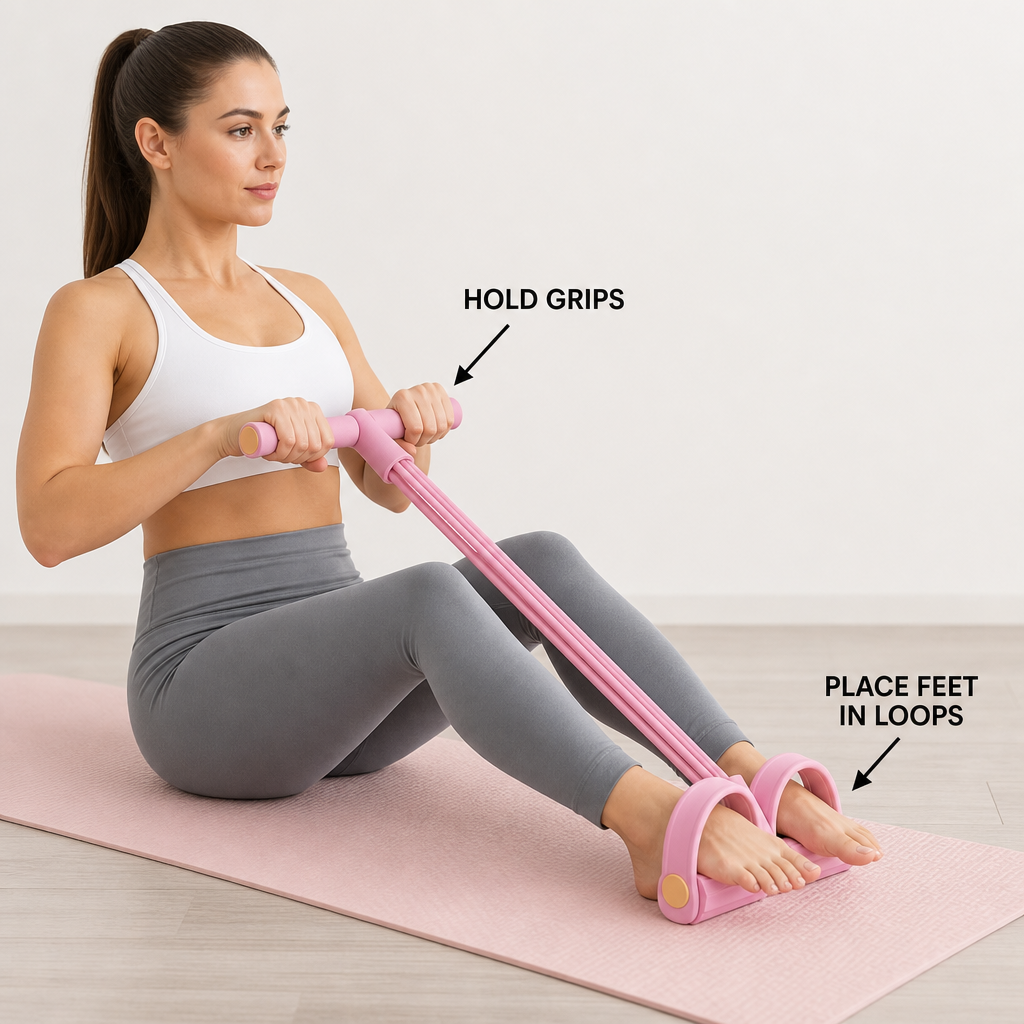 96 Pieces Pull Reducer Resistance Exerciser, Pink, 42 cm, Seated Workout Foot Loop Training Device