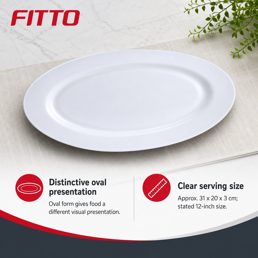 96 Pieces Oval Serving Plate, White, 12 Inch