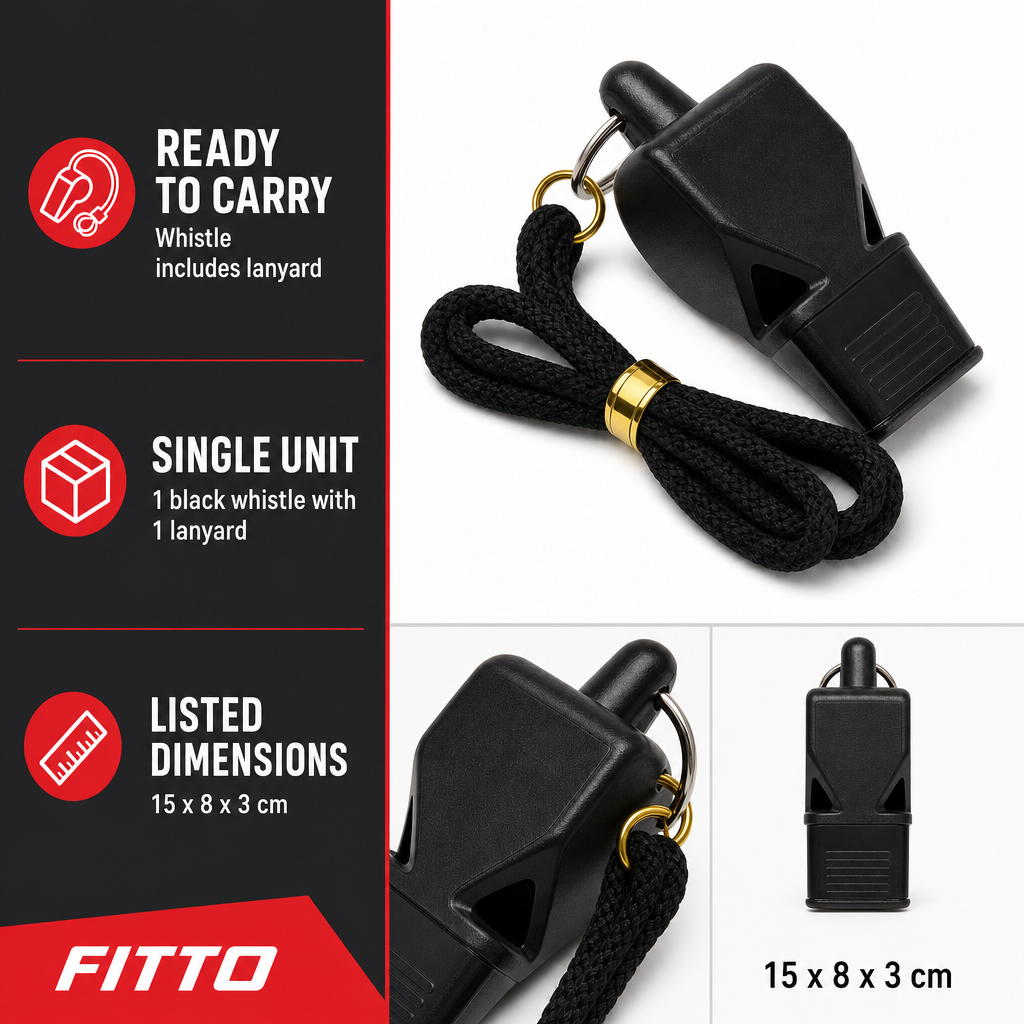 120 Pieces Sports Whistles with Lanyard, Black, Single Unit