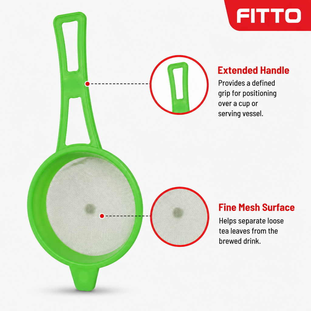 240 Pieces Tea Strainers, Green Plastic Fine Mesh Sieve with Long Handle, 1 Piece, 14 x 12 x 10 cm