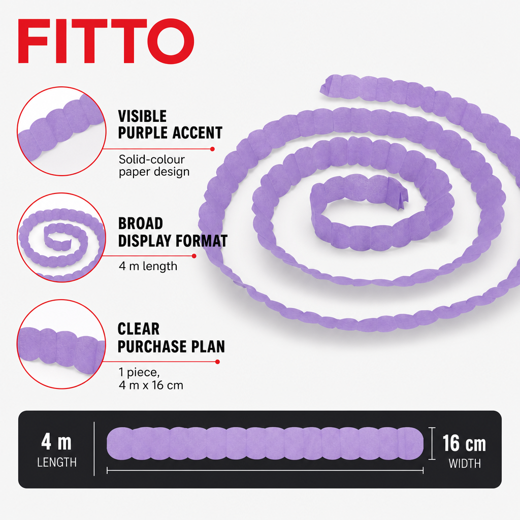 240 Pieces Purple Solid Colour Paper Garland, 4 m x 16 cm, 1 Piece