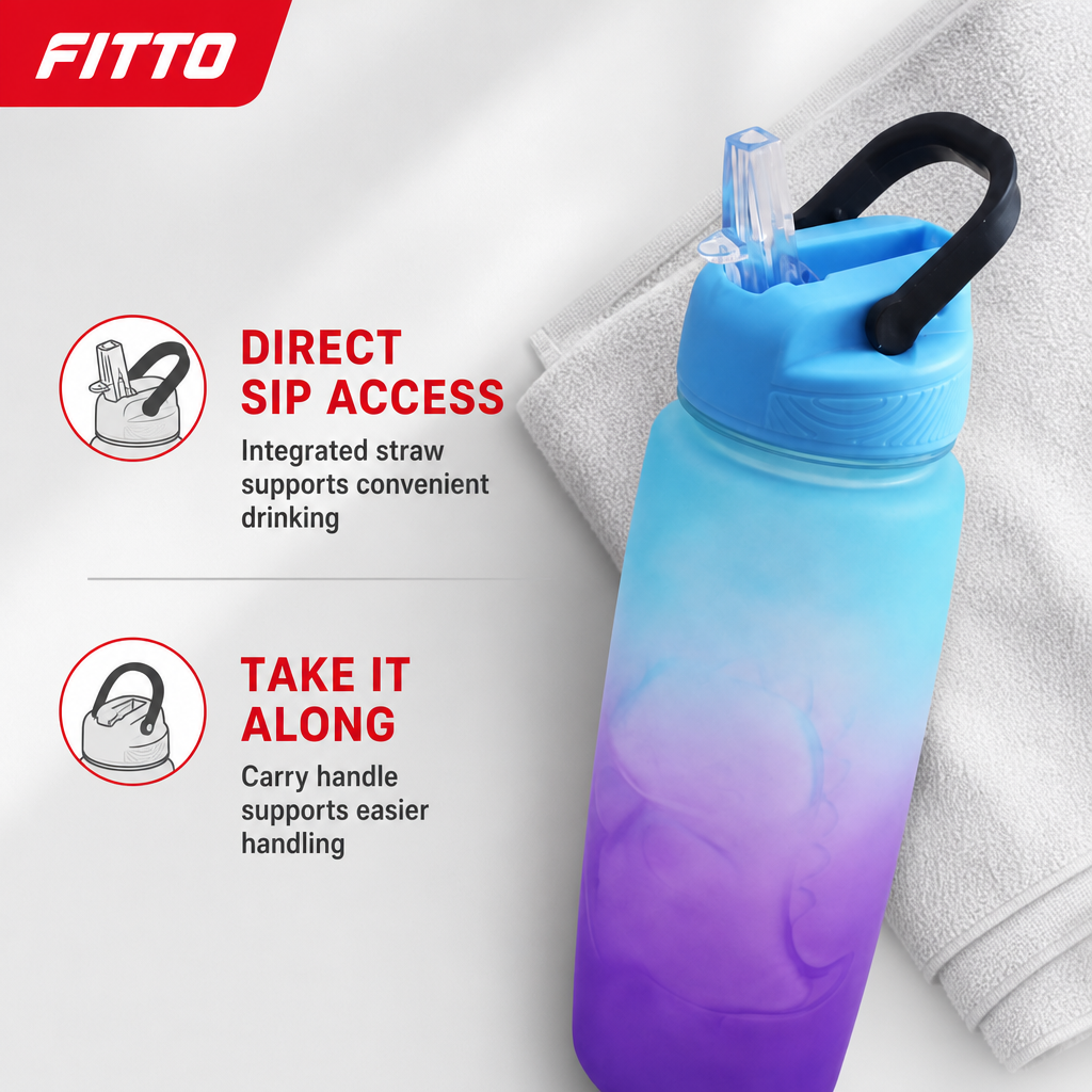 120 Pieces Sports Water Bottles with Straw and Carry Handle, 600 ml Gradient Plastic Bottle, Assorted Colour