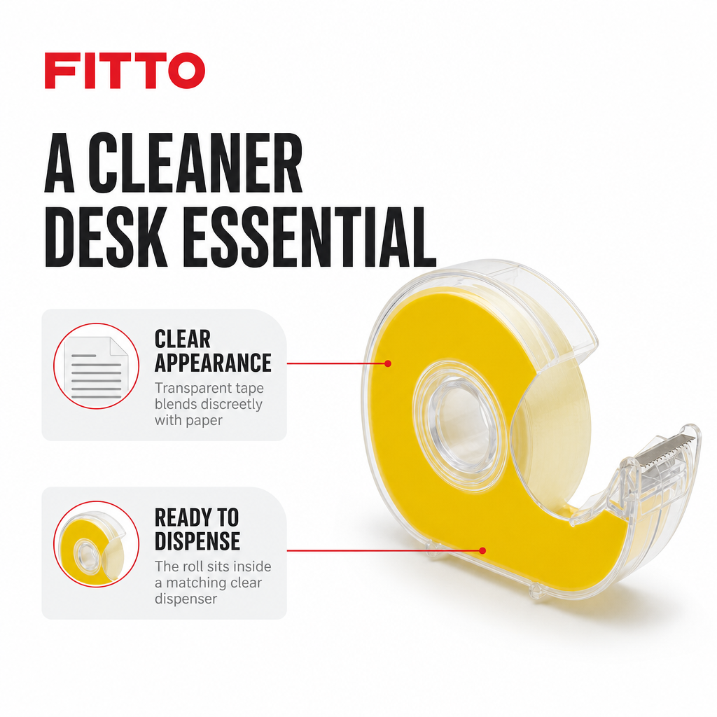 144 Pieces Crystal Clear Tape with Dispenser, 19 mm x 25 yd, Single Roll for Office, School and Desk Use