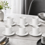 72 Pieces Ceramic Tea and Coffee Cup and Saucer Set, White, 12 Pieces