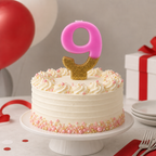 240 Pieces Number 9 Birthday Cake Candle, Pink and Gold Half-Glitter Decoration, 3 in
