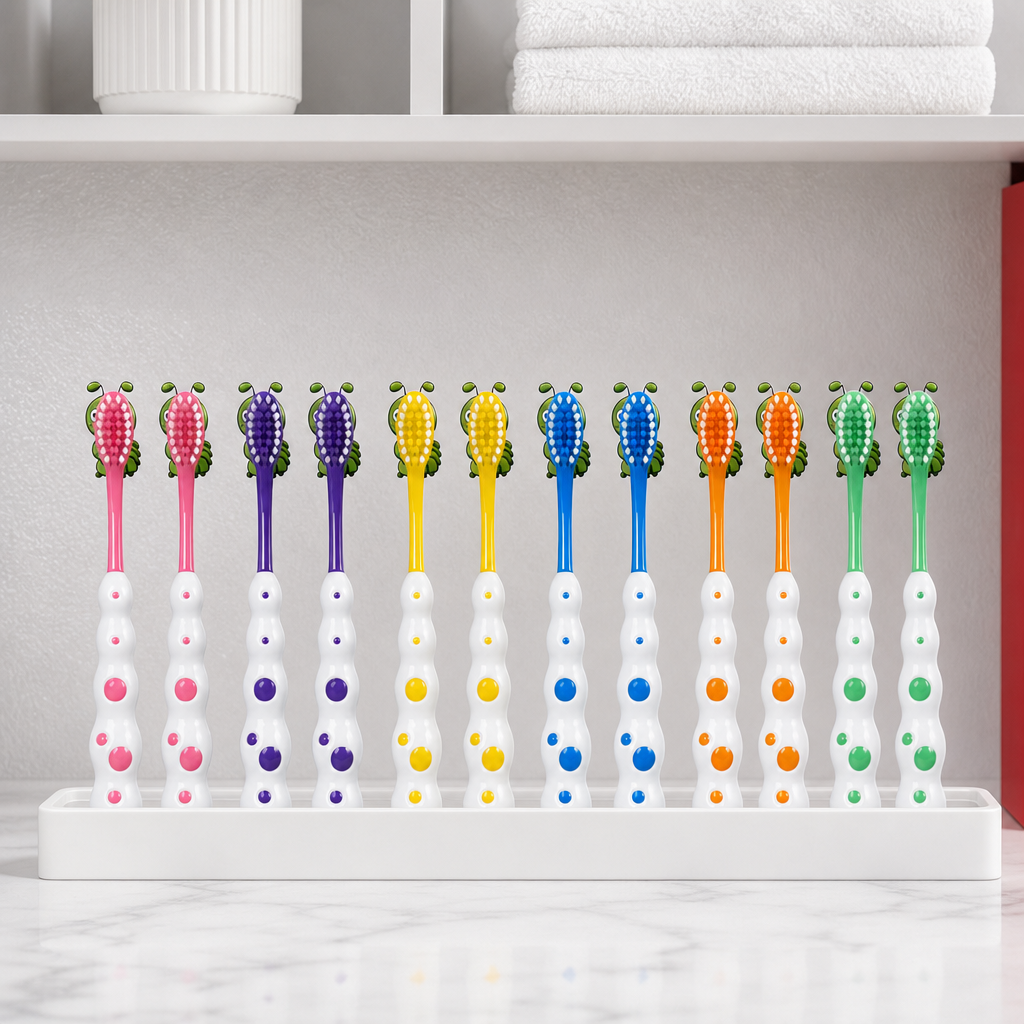120 Pieces Character Design Toothbrush Set, 12 Pieces, Green Assorted Handles