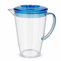 96 Pieces Plastic Water Jugs with Lid and Handle, 2.2 Liter Transparent Round Pitcher, Assorted Colour, 1 Piece
