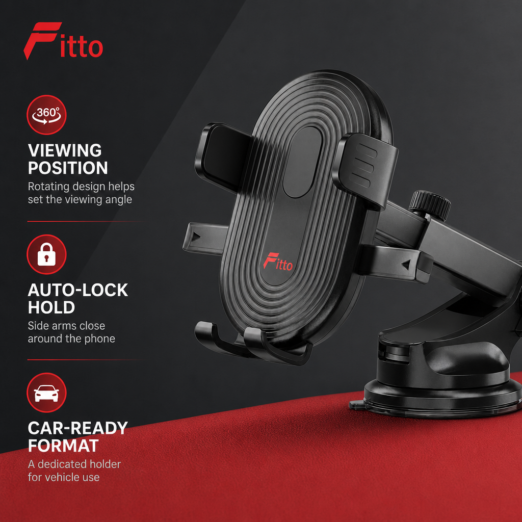 96 Pieces Auto-Lock Car Phone Holder HL-111, 360° Rotation, Black