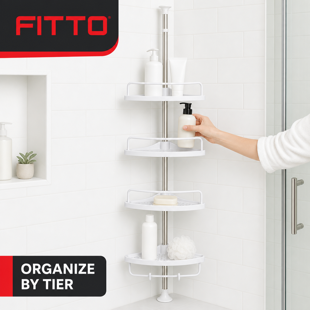 60 Pieces White Multi-Tier Corner Shower Caddy and Bathroom Storage Shelf, 1 Set
