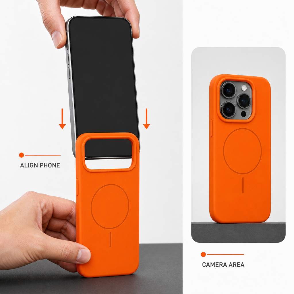 120 Pieces Silicone Magnetic Phone Cases with Raised Camera Protection, Orange