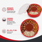 96 Pieces Round Divided Food Storage Containers with Lid, Masala and Snack Organizer, 26 x 26 x 11 cm