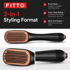 48 Pieces Hot Air Styling Brush, 2-in-1 Dryer and Styling Tool, Black and Copper, 1 Piece