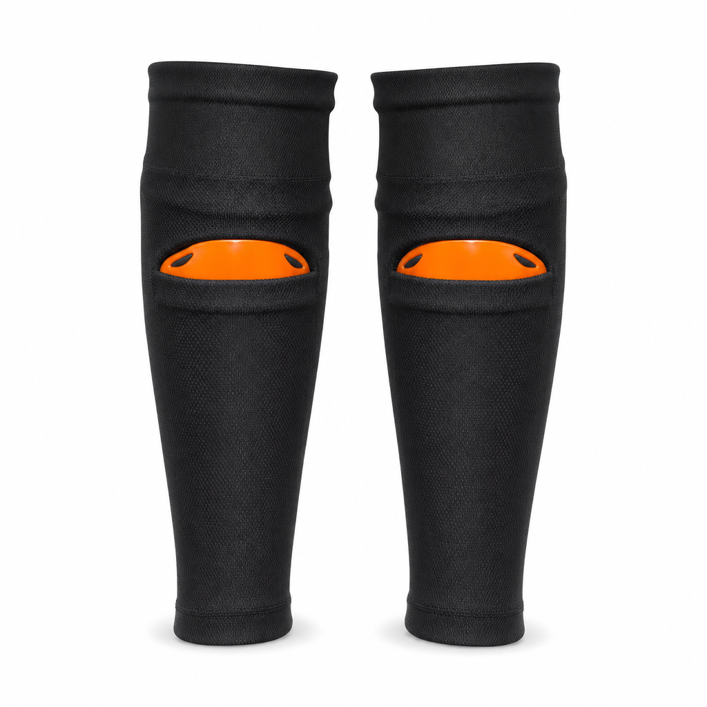 96 Pieces Shin Guard Socks, Size M, Black and Orange, Pair for Football Training and Sports Sessions