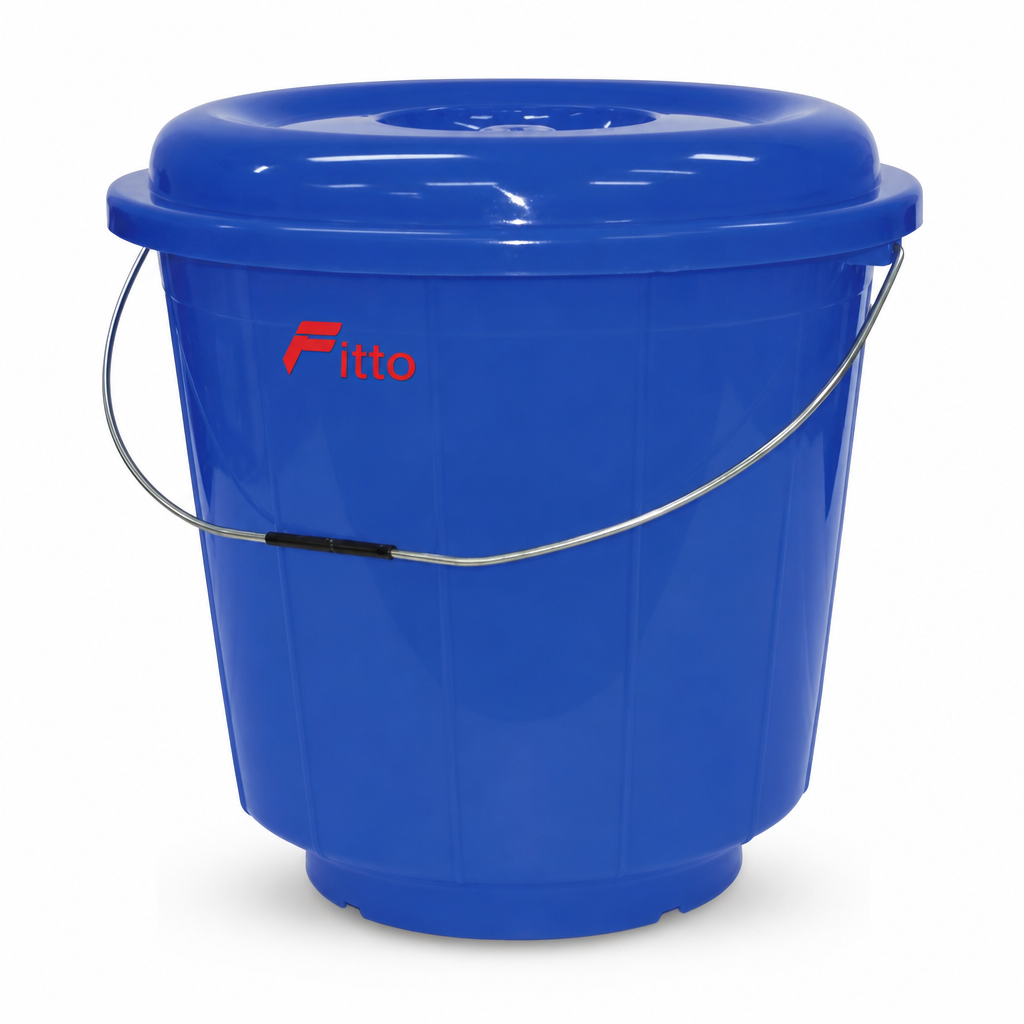 96 Pieces Plastic Bucket with Lid and Carry Handle, 15 Litre, Blue