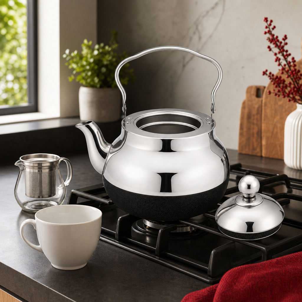 48 Pieces Stainless Steel Stovetop Kettles, 2.5 L, Silver and Black, 1 Piece
