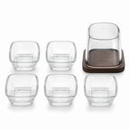 48 Pieces Square Glass Bowl and Cup Set, Clear, 7 Pieces