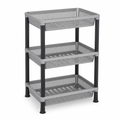 72 Pieces 3-Tier Plastic Storage Basket Rack, Grey and Black, 50 x 35 x 18 cm, 1 Unit