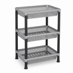 72 Pieces 3-Tier Plastic Storage Basket Rack, Grey and Black, 50 x 35 x 18 cm, 1 Unit
