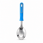 144 Pieces Stainless Steel Serving Spoon with Blue Plastic Handle, 30 cm, 1 Piece