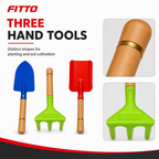 120 Pieces Garden Hand Tools Set, 3 Pieces with Wooden Handles, Red Green and Blue Cultivating Tools