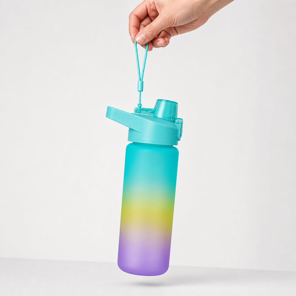 96 Pieces Sports Water Bottles with Carry Strap, 750 ml, Turquoise and Purple Gradient, 1 Piece